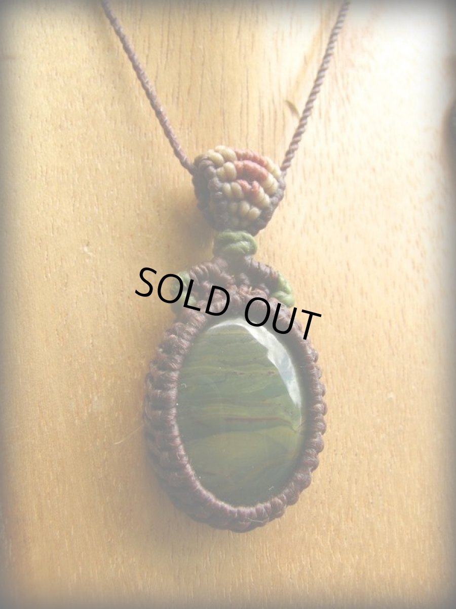 画像9: グリーンジャスパーのペンダントネックレス*マクラメ*ビーガンアクセ*天然石パワーストーン (9)