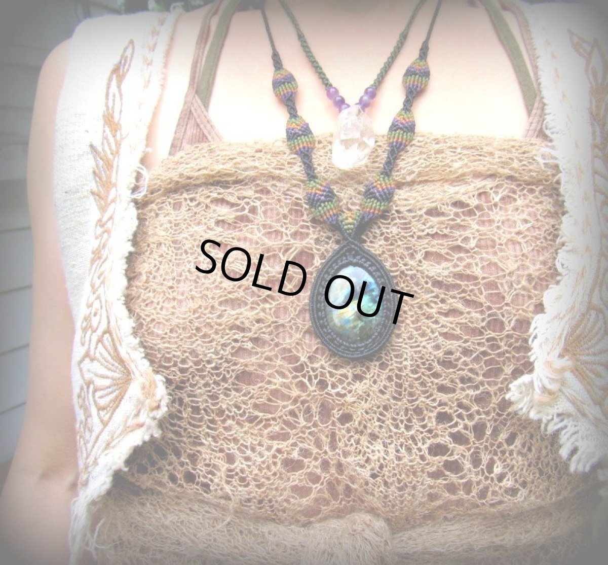 画像18: 1点物★上質カナダ産ラブラドライトのマクラメ編みネックレス*パワーストーン*天然石 (18)