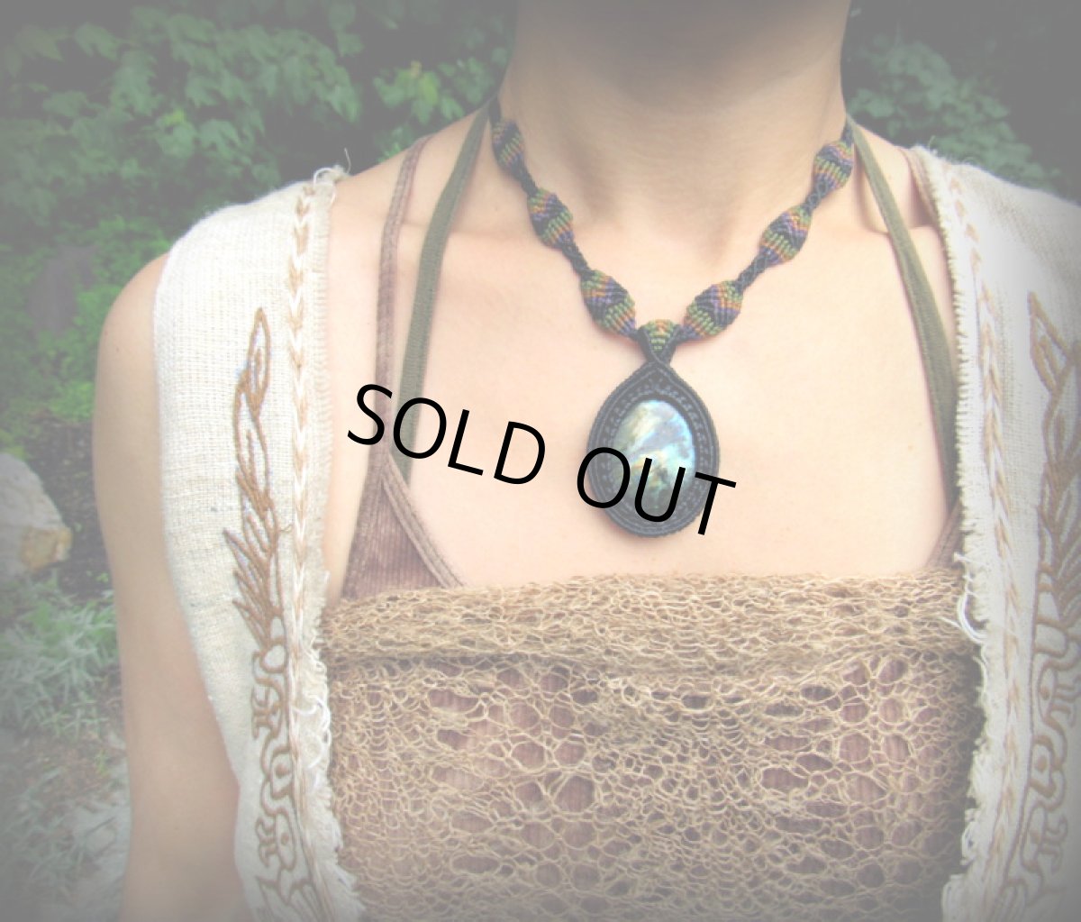 画像14: 1点物★上質カナダ産ラブラドライトのマクラメ編みネックレス*パワーストーン*天然石 (14)