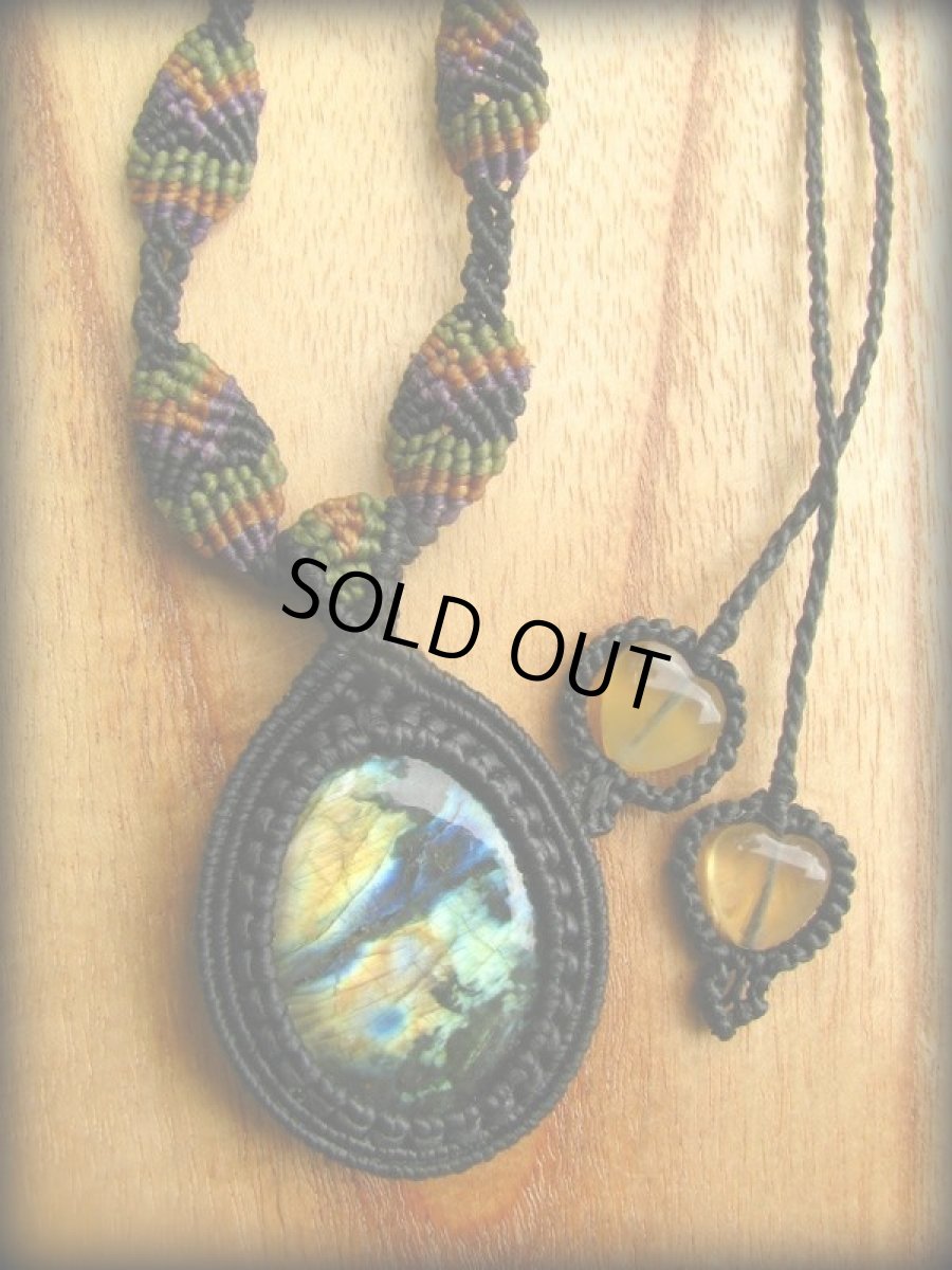 画像4: 1点物★上質カナダ産ラブラドライトのマクラメ編みネックレス*パワーストーン*天然石 (4)