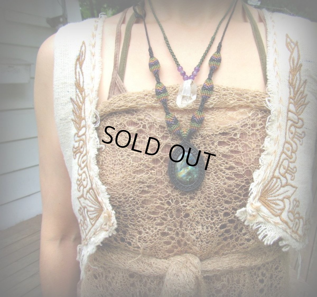 画像17: 1点物★上質カナダ産ラブラドライトのマクラメ編みネックレス*パワーストーン*天然石 (17)