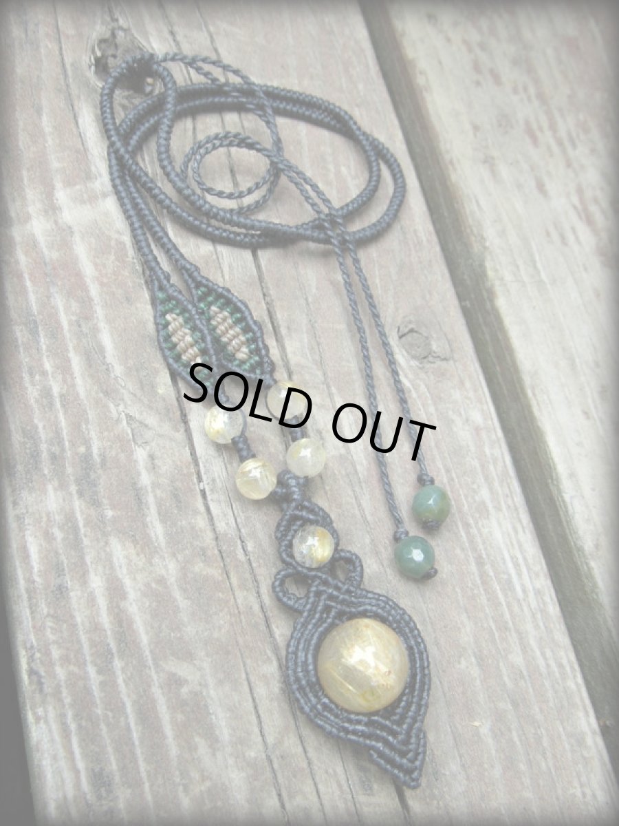 画像7: 仕事運・勝負運アップの石★ゴールドルチルのマクラメ編みネックレス*ゴールデンルチルクォーツ*天然石*パワーストーン*マクラメ (7)