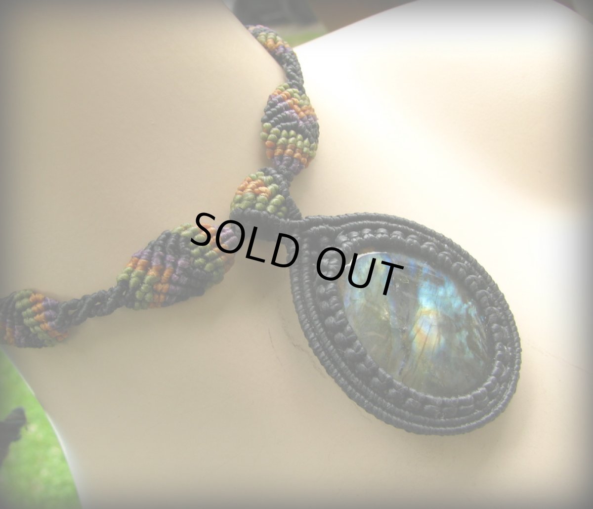 画像6: 1点物★上質カナダ産ラブラドライトのマクラメ編みネックレス*パワーストーン*天然石 (6)