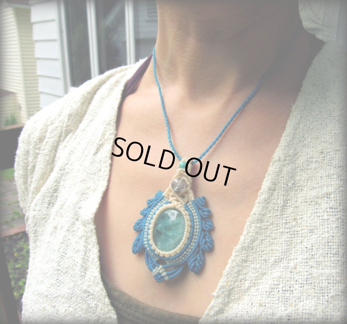 画像8: キラキラ虹入り☆大ぶりアクアマリン&ターコイズ&トルマリンインクォーツのネックレス*マクラメ*天然石*パワーストーン (8)