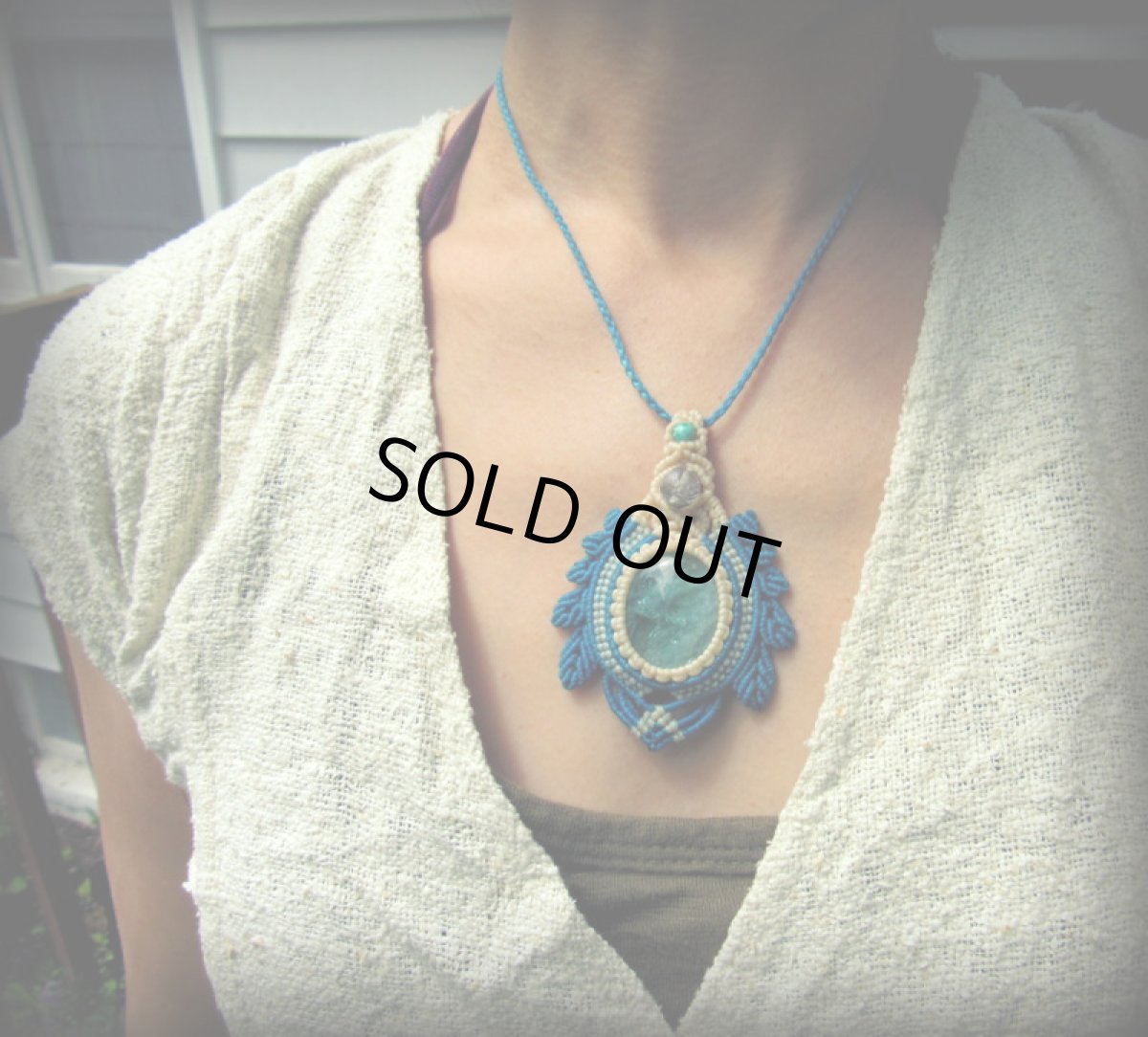 画像9: キラキラ虹入り☆大ぶりアクアマリン&ターコイズ&トルマリンインクォーツのネックレス*マクラメ*天然石*パワーストーン (9)