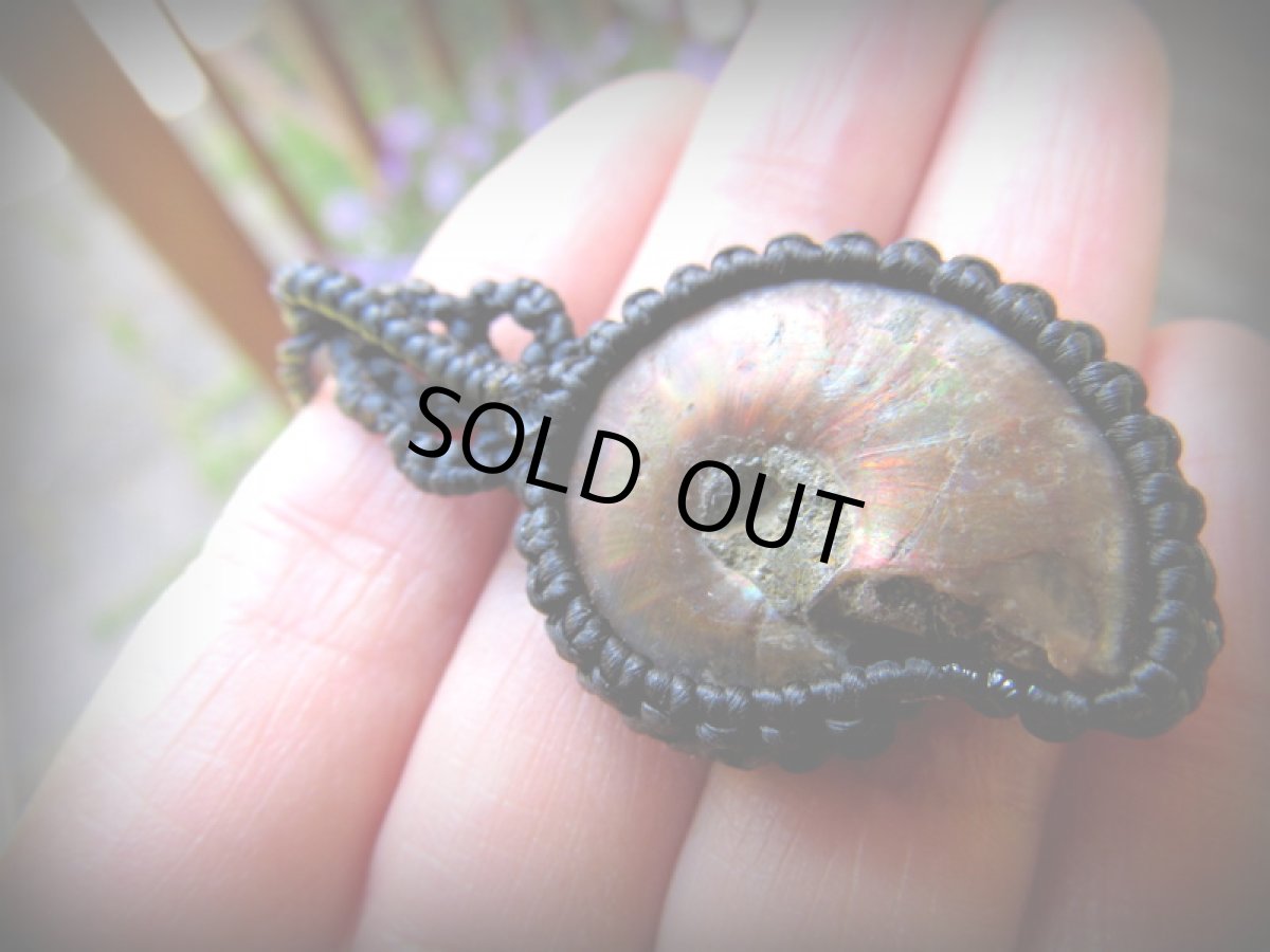 画像7: マダガスカル産アンモナイト化石シンプルネックレス*マクラメ*グラウンディング*天然石マクラメ (7)