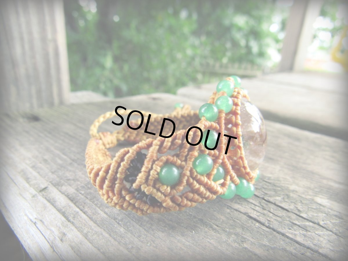 画像13: ガーデンクォーツ＆グリーンアベンチュリンのマクラメ編みブレスレット*庭園水晶*クローライト (13)