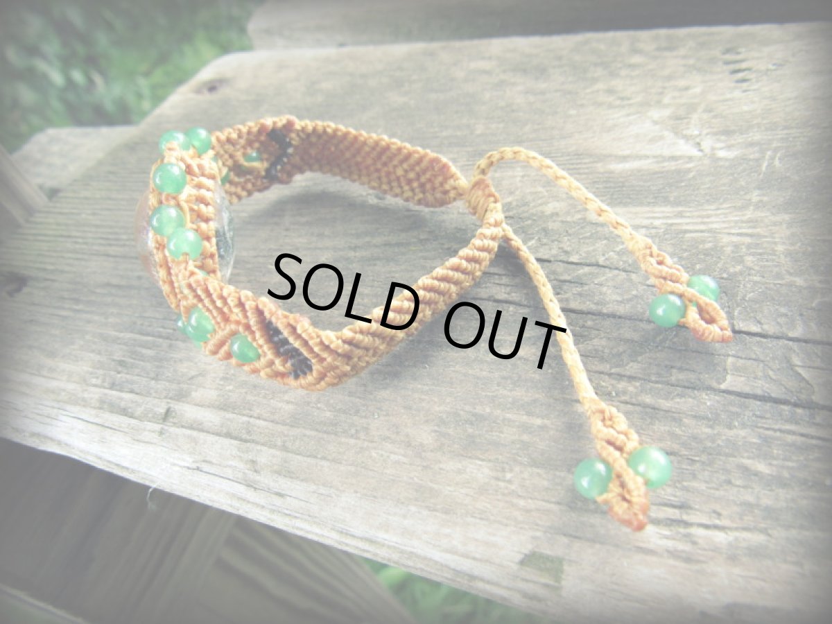 画像14: ガーデンクォーツ＆グリーンアベンチュリンのマクラメ編みブレスレット*庭園水晶*クローライト (14)