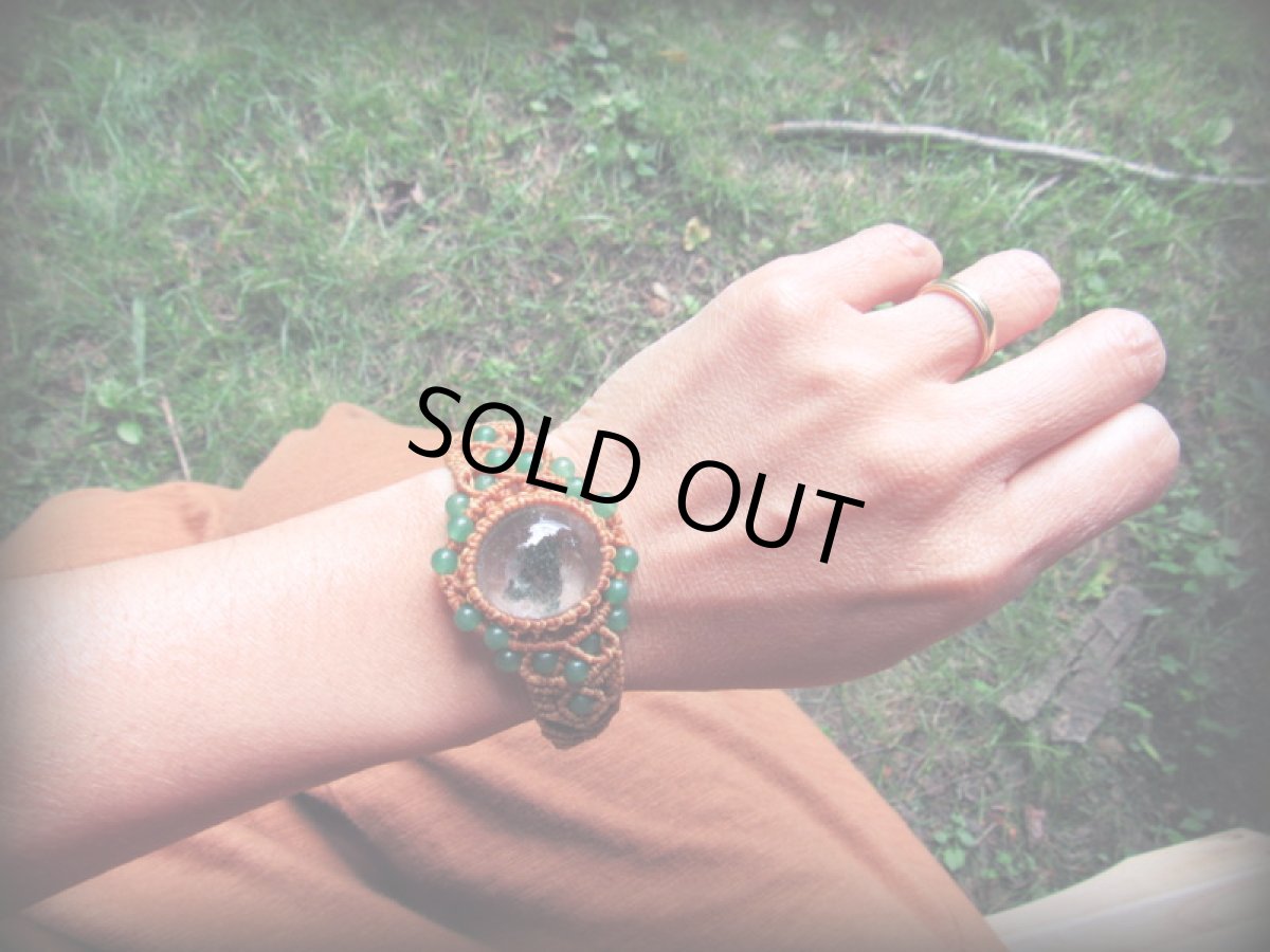 画像15: ガーデンクォーツ＆グリーンアベンチュリンのマクラメ編みブレスレット*庭園水晶*クローライト (15)