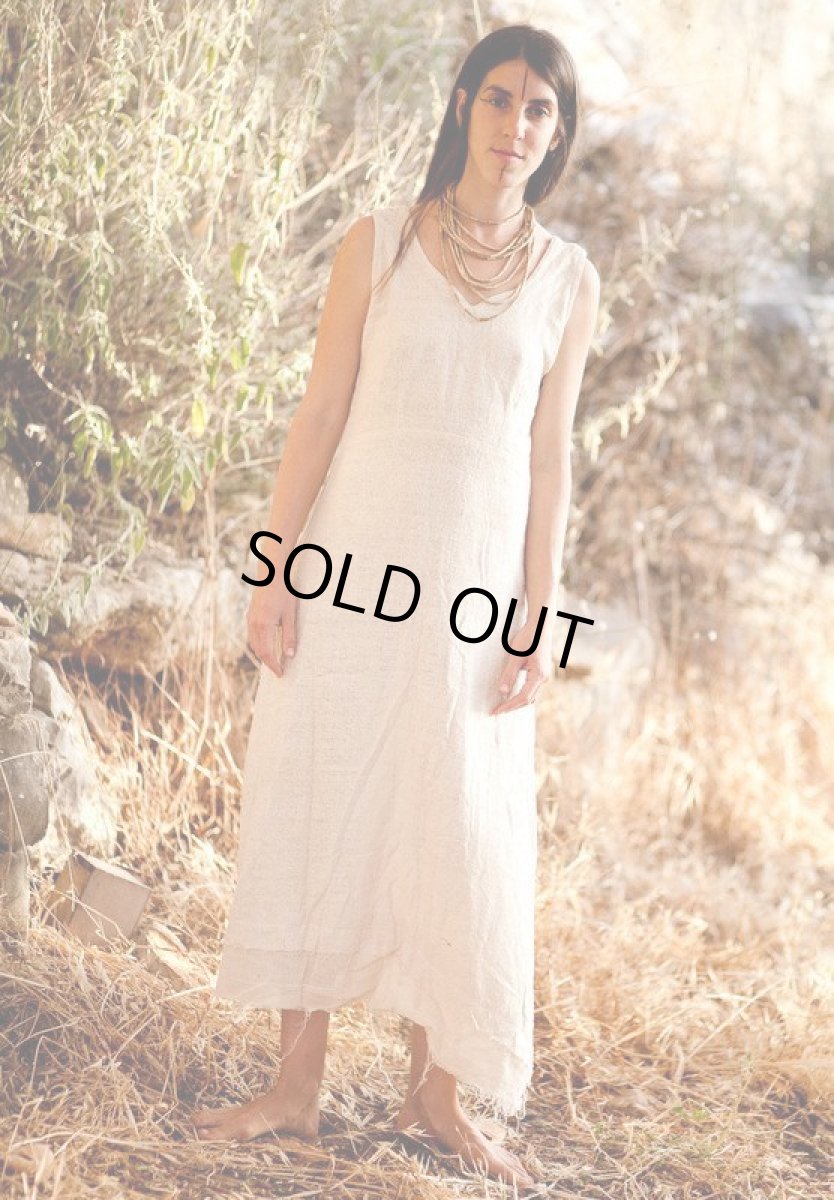 画像2: 【日本より発送】残り1枚♪地球に優しい手紡ぎ・手織りローシルク無染色ロングワンピース*野蚕絹 (2)