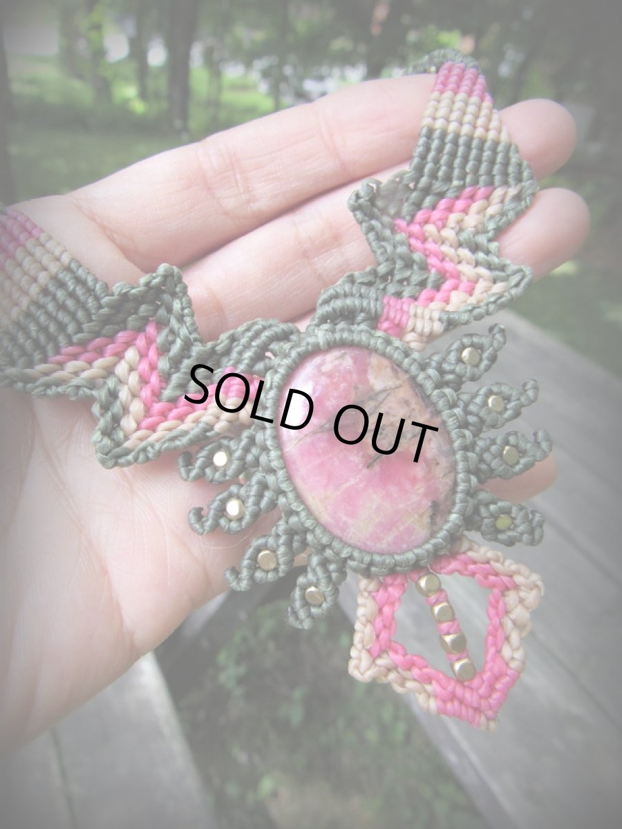 画像2: 1点物★上質ロードナイトの南米風デザインネックレス*パワーストーン天然石*ヒッピー (2)