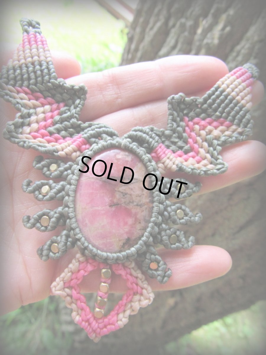 画像3: 1点物★上質ロードナイトの南米風デザインネックレス*パワーストーン天然石*ヒッピー (3)