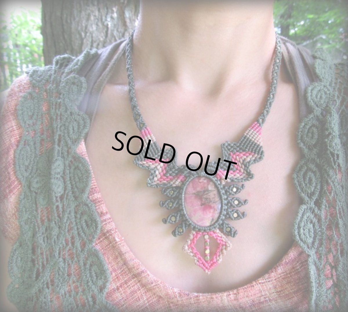 画像5: 1点物★上質ロードナイトの南米風デザインネックレス*パワーストーン天然石*ヒッピー (5)