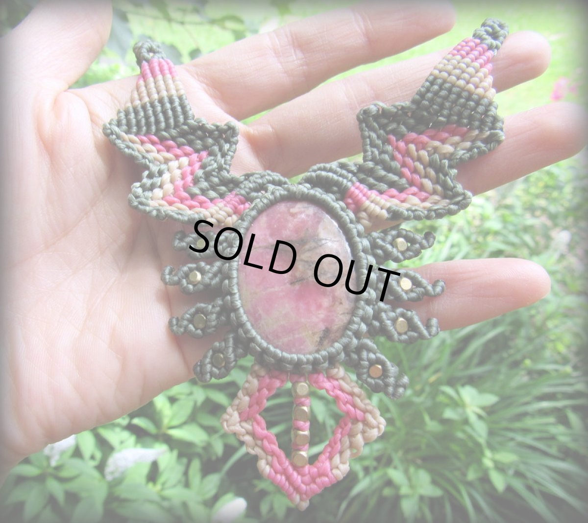 画像4: 1点物★上質ロードナイトの南米風デザインネックレス*パワーストーン天然石*ヒッピー (4)