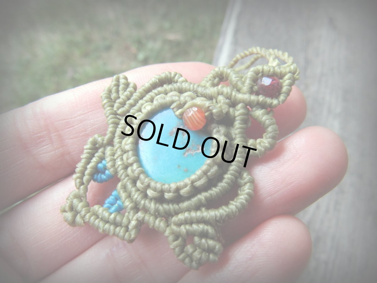 画像3: アリゾナ産ターコイズ&ガーネットのペンダント/ネックレス*天然石パワーストーン (3)