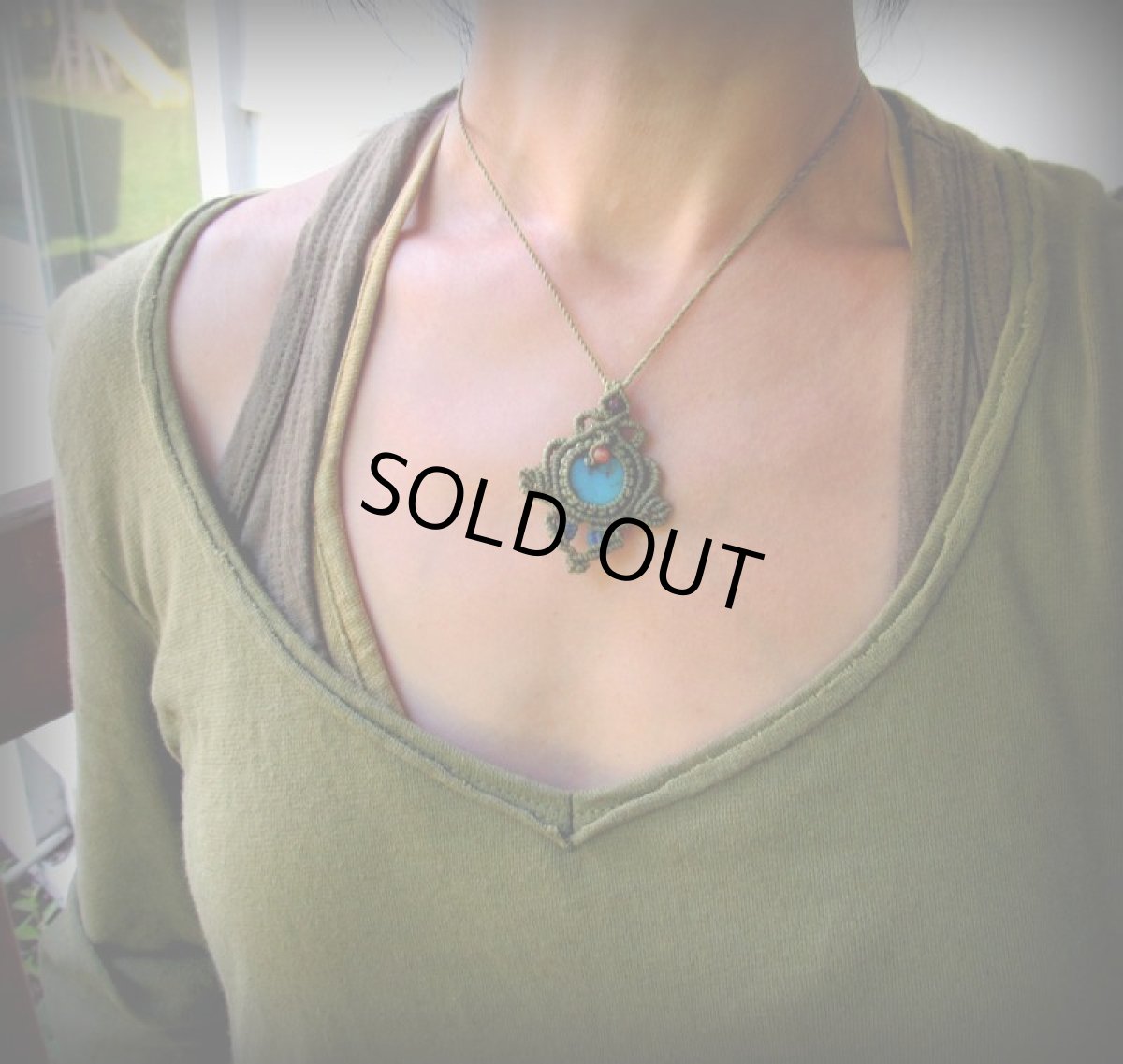 画像15: アリゾナ産ターコイズ&ガーネットのペンダント/ネックレス*天然石パワーストーン (15)