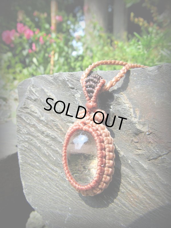 ストロベリークォーツ＆ガーデンクォーツのマクラメ編みネックレス　天然石 ストロベリークォーツ マクラメ編みブレスレット 天然石マクラメ