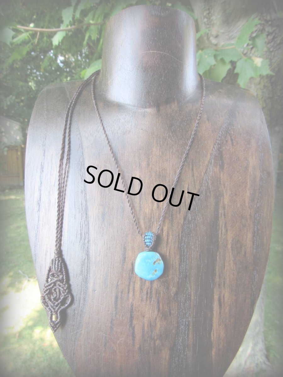 画像4: アリゾナ産ターコイズのシンプルペンダント/ネックレス*天然石パワーストーン*マクラメ (4)