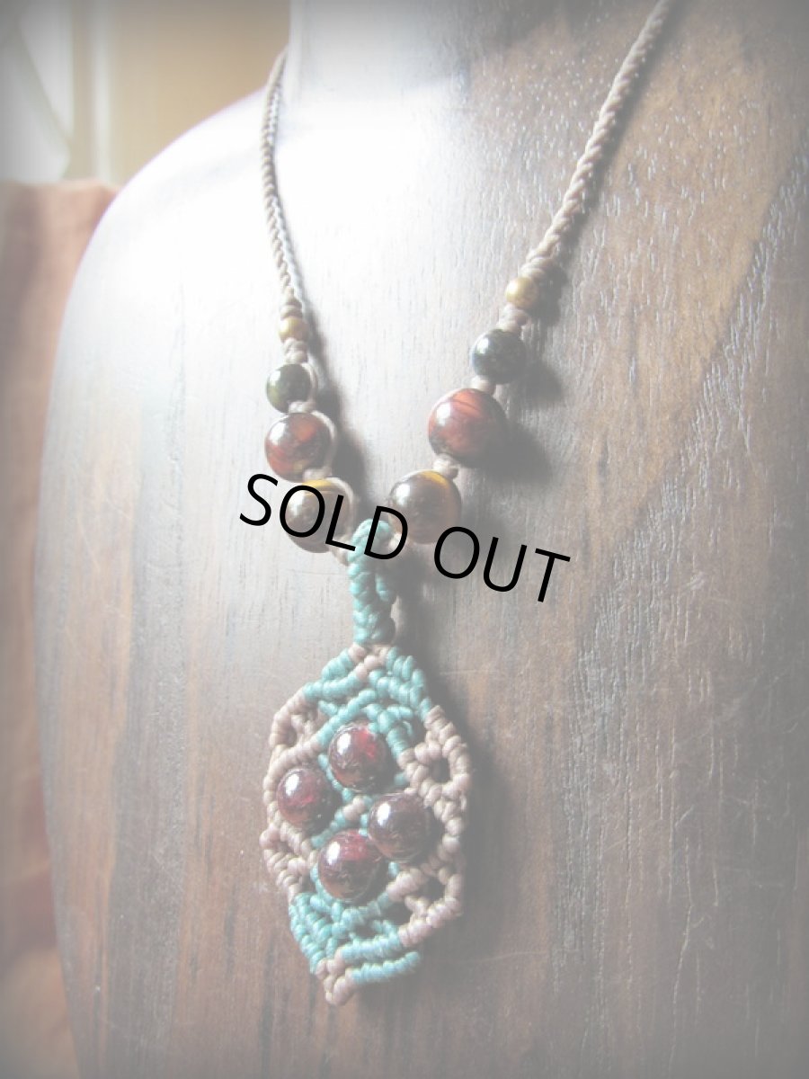 画像5: レッドガーネット&レッドタイガーアイのマクラメ編みネックレス*パワーストーン天然石 (5)