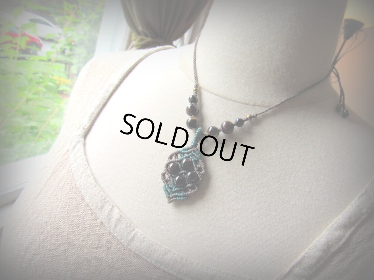 画像6: レッドガーネット&レッドタイガーアイのマクラメ編みネックレス*パワーストーン天然石 (6)