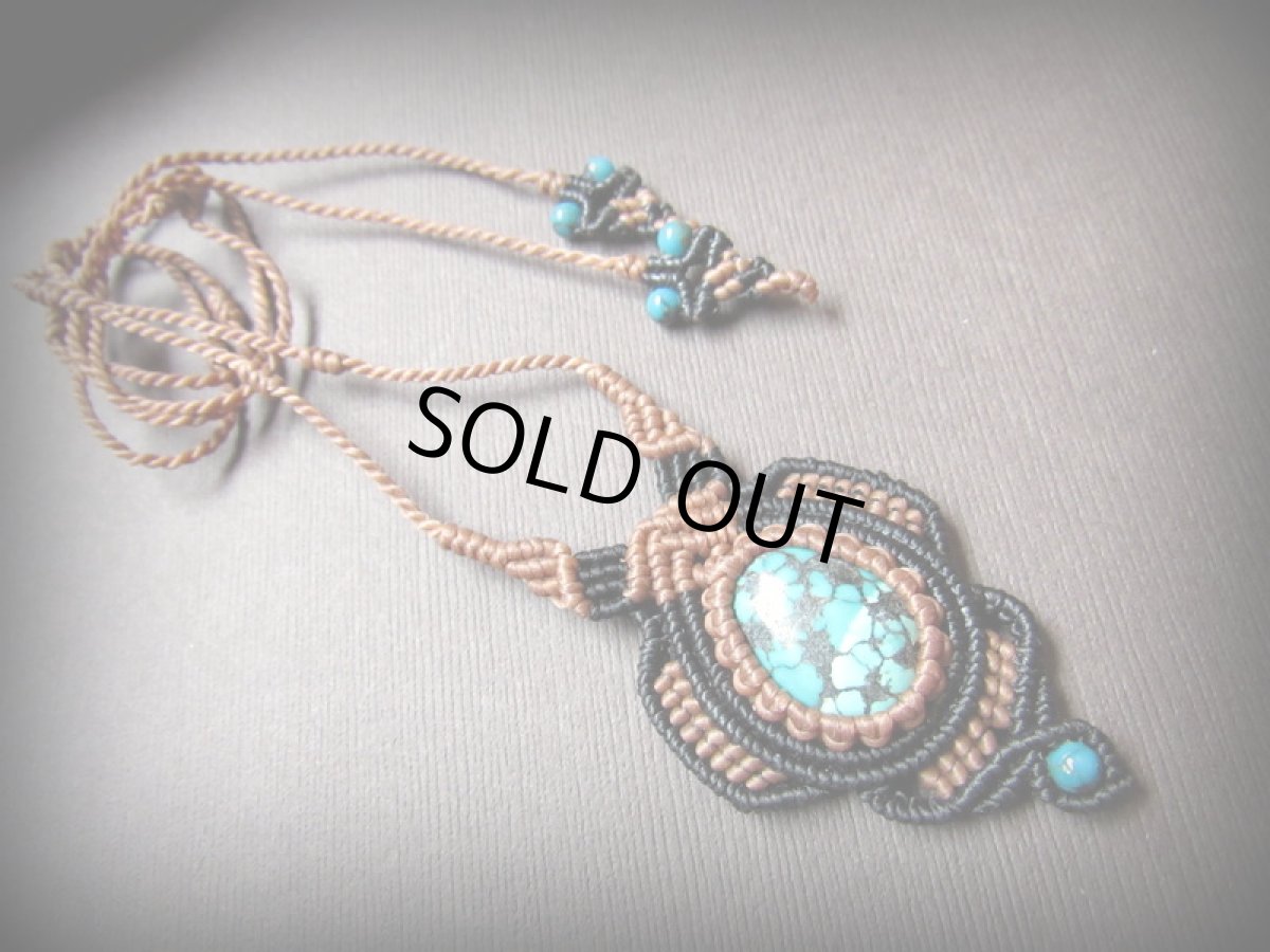 画像5: スパイダーウェブターコイズのハンドメイド手編みネックレス*天然石パワーストーン*マクラメ (5)