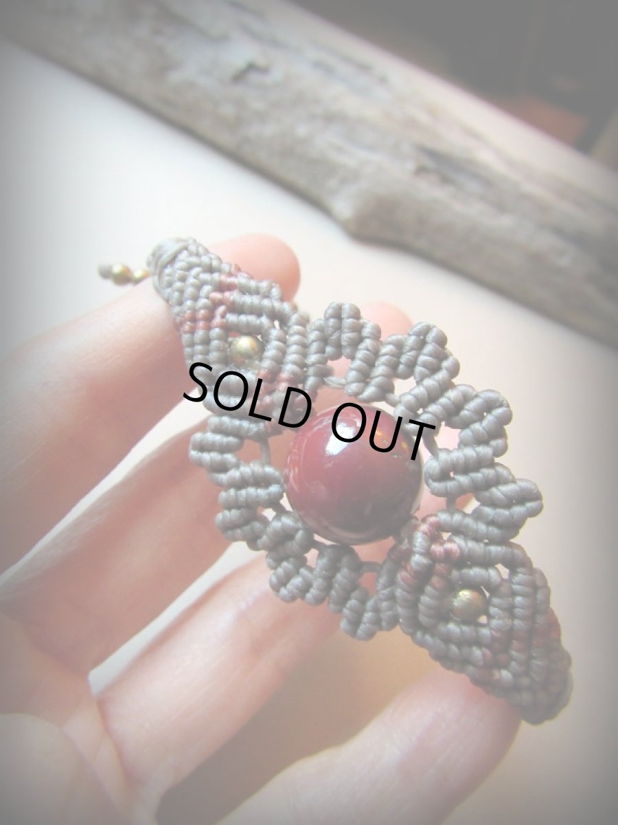 画像11: オーストラリア産 大粒ムーカイトのマクラメ編みブレスレット/バングル*ハンドメイド*パワーストーン (11)