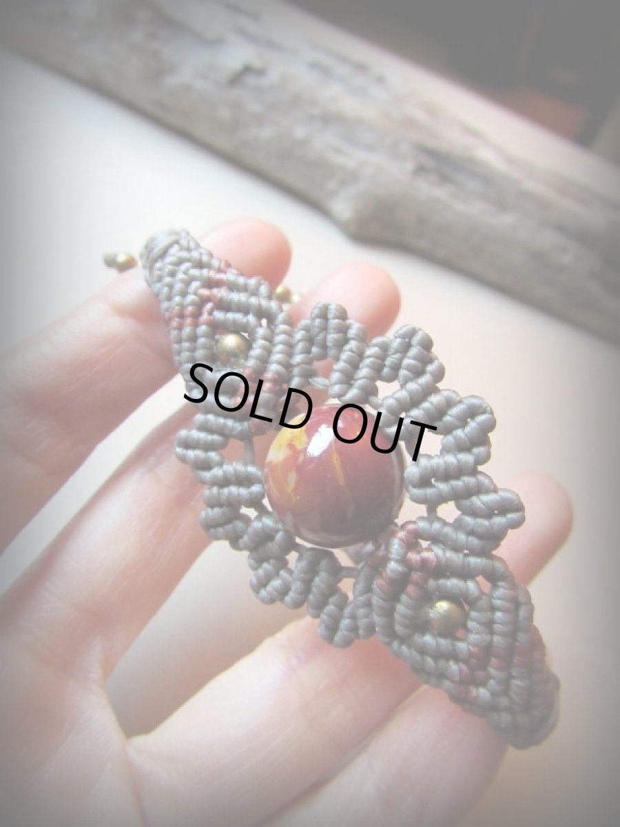 画像10: オーストラリア産 大粒ムーカイトのマクラメ編みブレスレット/バングル*ハンドメイド*パワーストーン (10)