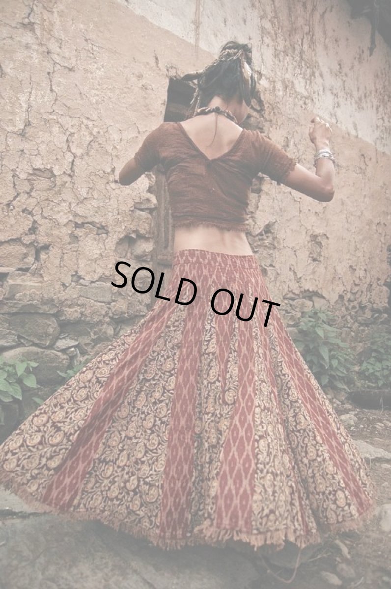 画像3: 再入荷☆ハンドメイド☆トライバル ジプシーダンサー スカート/手織りコットン/ブロックプリント*ダンス衣装 (3)