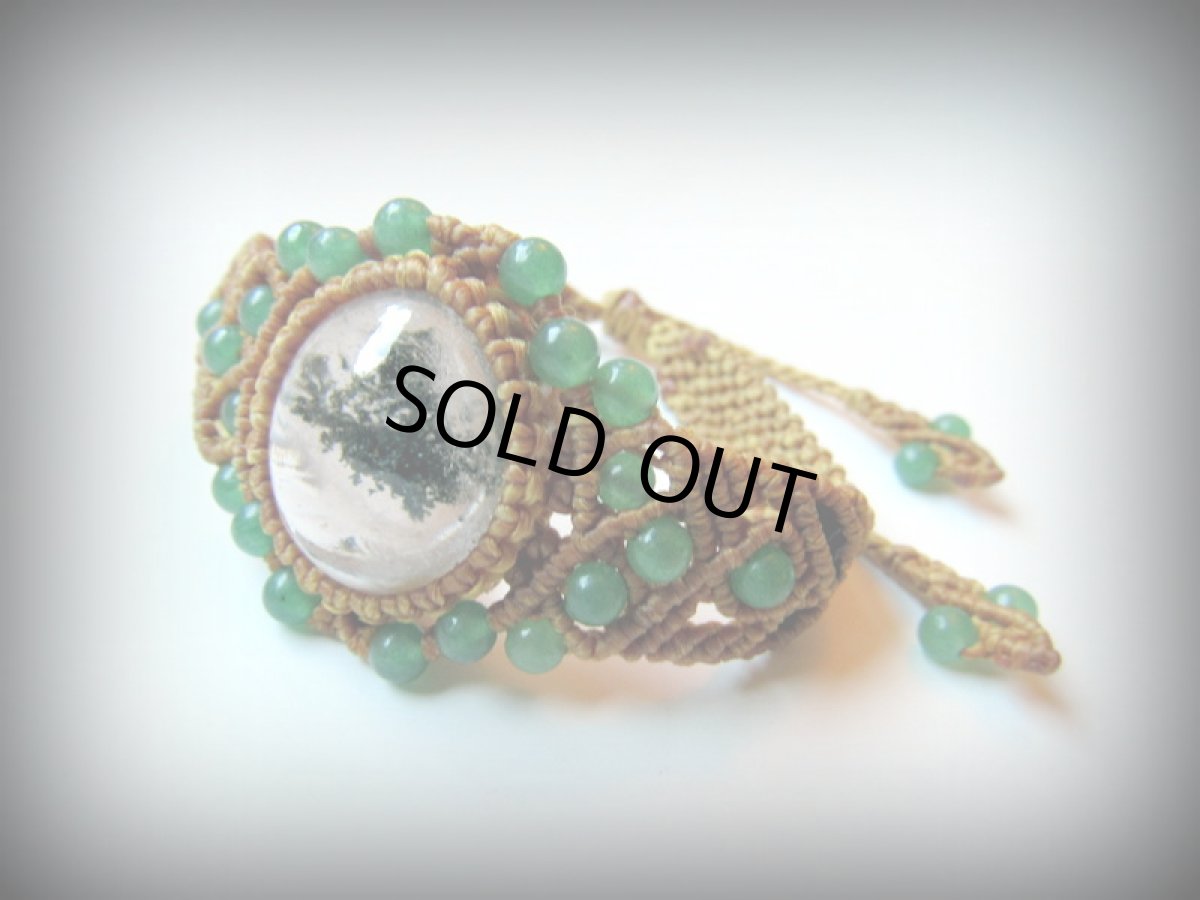 画像8: ガーデンクォーツ＆グリーンアベンチュリンのマクラメ編みブレスレット*庭園水晶*クローライト (8)