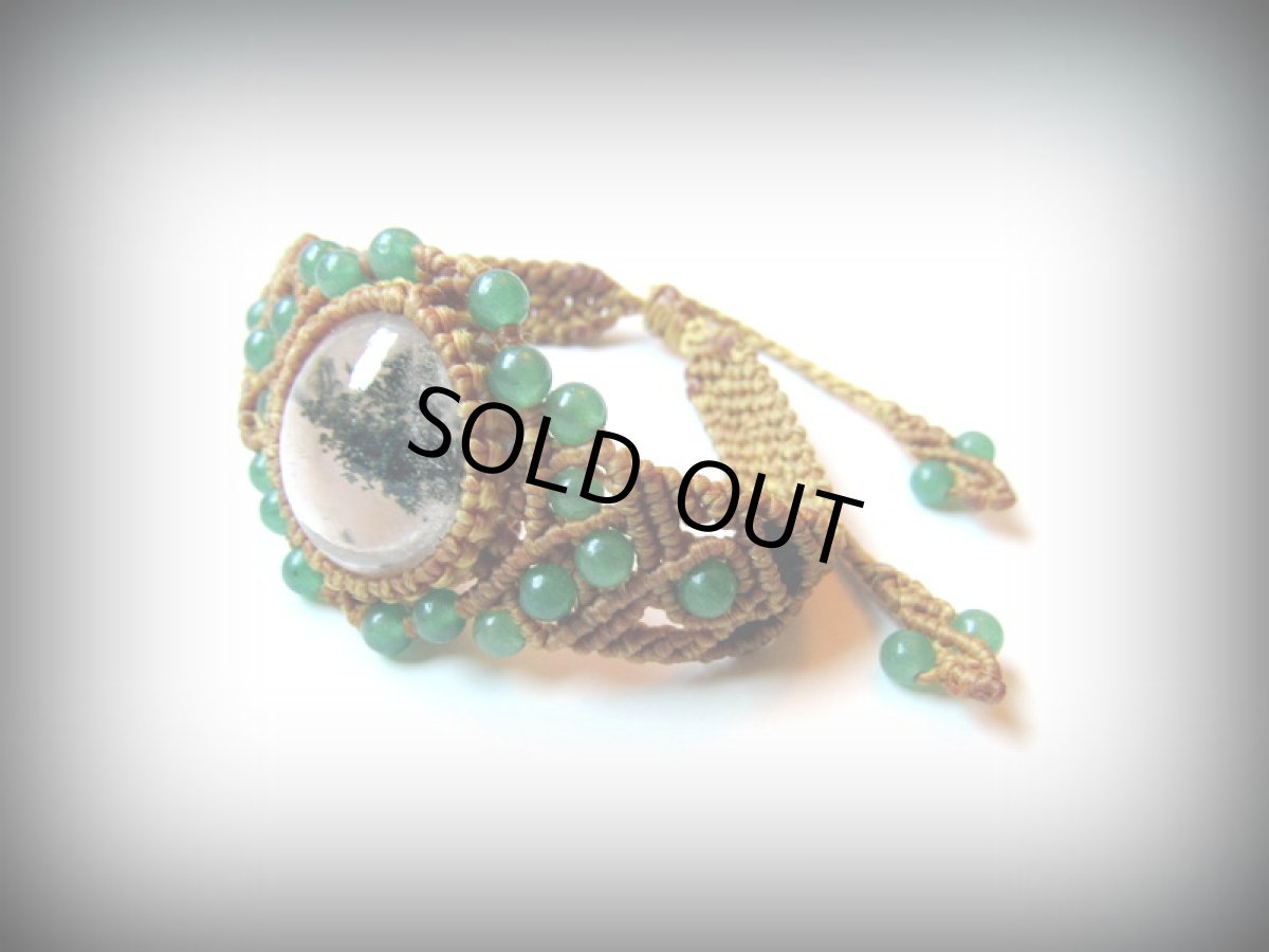 画像4: ガーデンクォーツ＆グリーンアベンチュリンのマクラメ編みブレスレット*庭園水晶*クローライト (4)