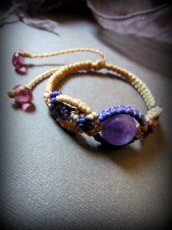 画像12: 大粒アメジストのマクラメ編みブレスレット*紫水晶*天然石*ハンドメイド手編み (12)