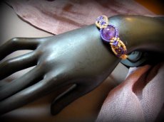 画像4: 大粒アメジストのマクラメ編みブレスレット*紫水晶*天然石*ハンドメイド手編み (4)