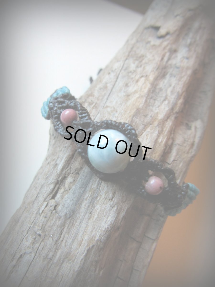 画像6: ドミニカ産ラリマー＆ロードナイトのマクラメ編みブレスレット*パワーストーン*ハンドメイド (6)