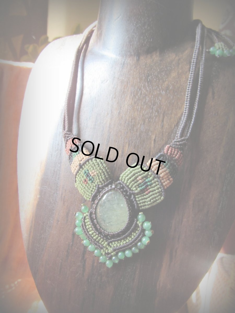 画像5: 癒しの天然石プレナイトのハンドメイド手編みネックレス/チョーカー*天然石*パワーストーン*マクラメ (5)