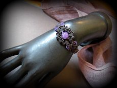 画像10: きらきらアメジストのハンドメイド手編みブレスレット*紫水晶*天然石*マクラメ (10)
