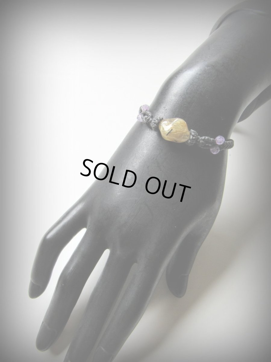 画像9: ゴールドルチルクォーツ&アメジスト天然石ブレスレット*ハンドメイド*マクラメ*パワーストーン天然石 (9)