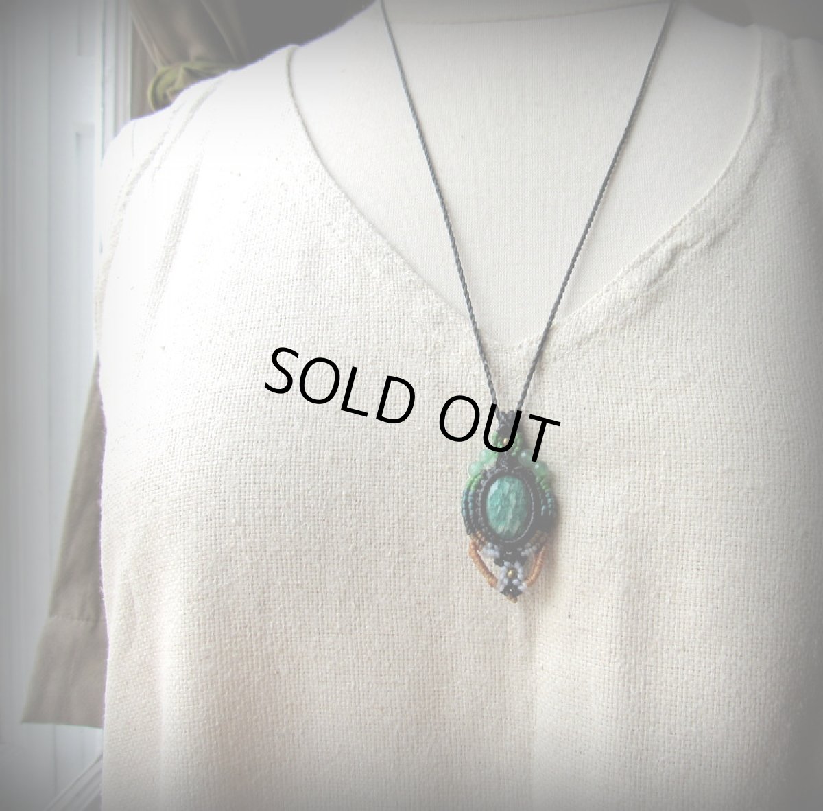 画像11: 1点もの★上質アマゾナイト&グリーンアベンチュリン天然石ペンダント/ネックレス*天河石*パワーストーン*マクラメ (11)