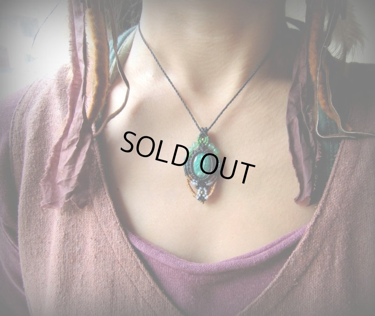 画像8: 1点もの★上質アマゾナイト&グリーンアベンチュリン天然石ペンダント/ネックレス*天河石*パワーストーン*マクラメ (8)