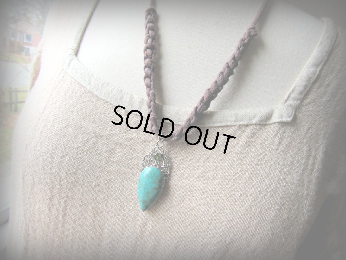 画像8: 青い地球色♪上質クリソコラ＆ペリドットのシルバーペンダントトップ*クリソコーラ*ネイティブアメリカン*シルバー925 (8)