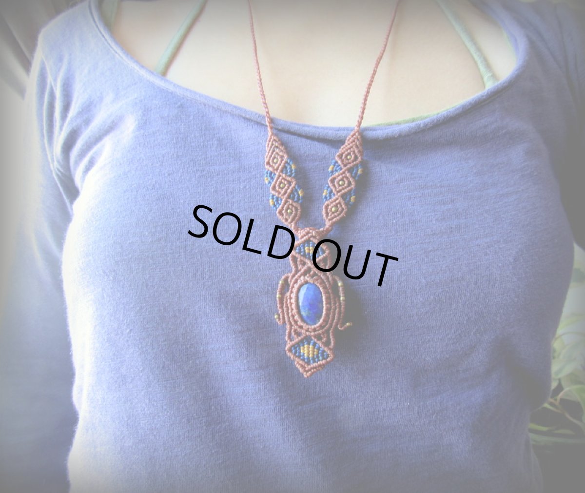 画像3: １点物　高品質アフガニスタン産ラピスラズリのマクラメ編みネックレス*ハンドメイド*エスニック*天然石パワーストーン (3)