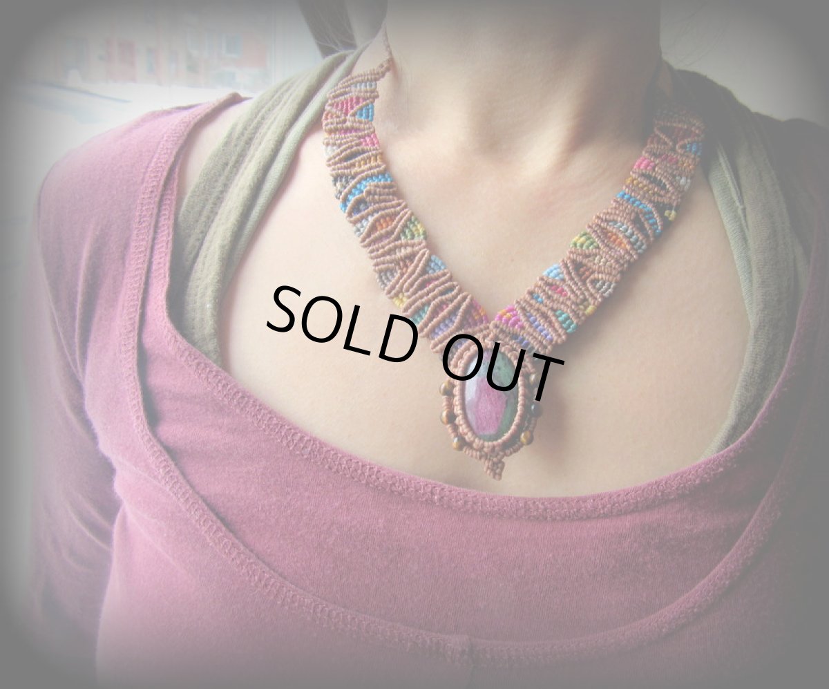 画像10: 1点物★ルビーインゾイサイト デザインネックレス*マクラメ*南米風*天然石パワーストーン*アクセサリー (10)