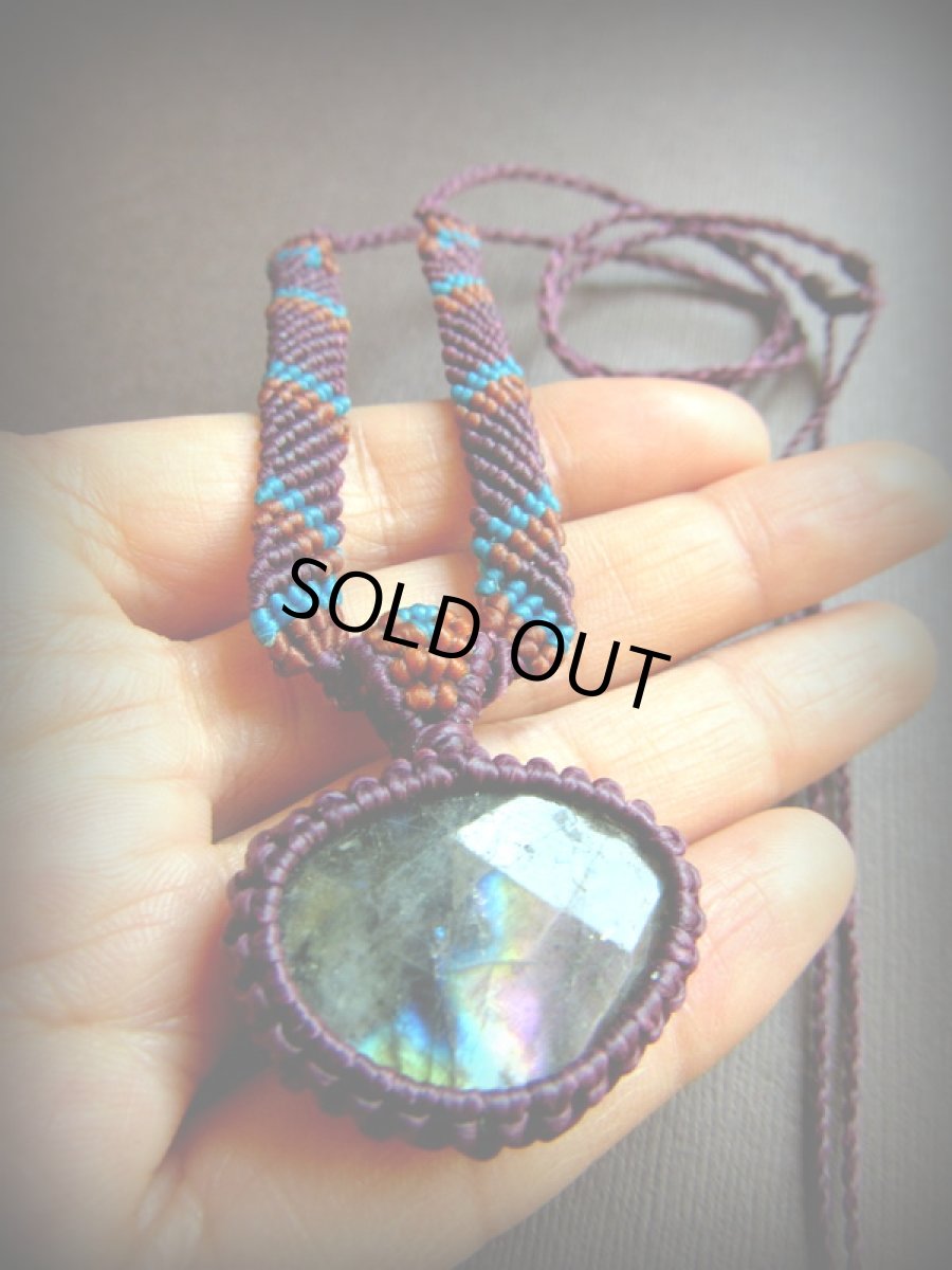 画像3: 1点物☆ラブラドライト*ペンダント/ネックレス*天然石*マクラメ*パワーストーン (3)