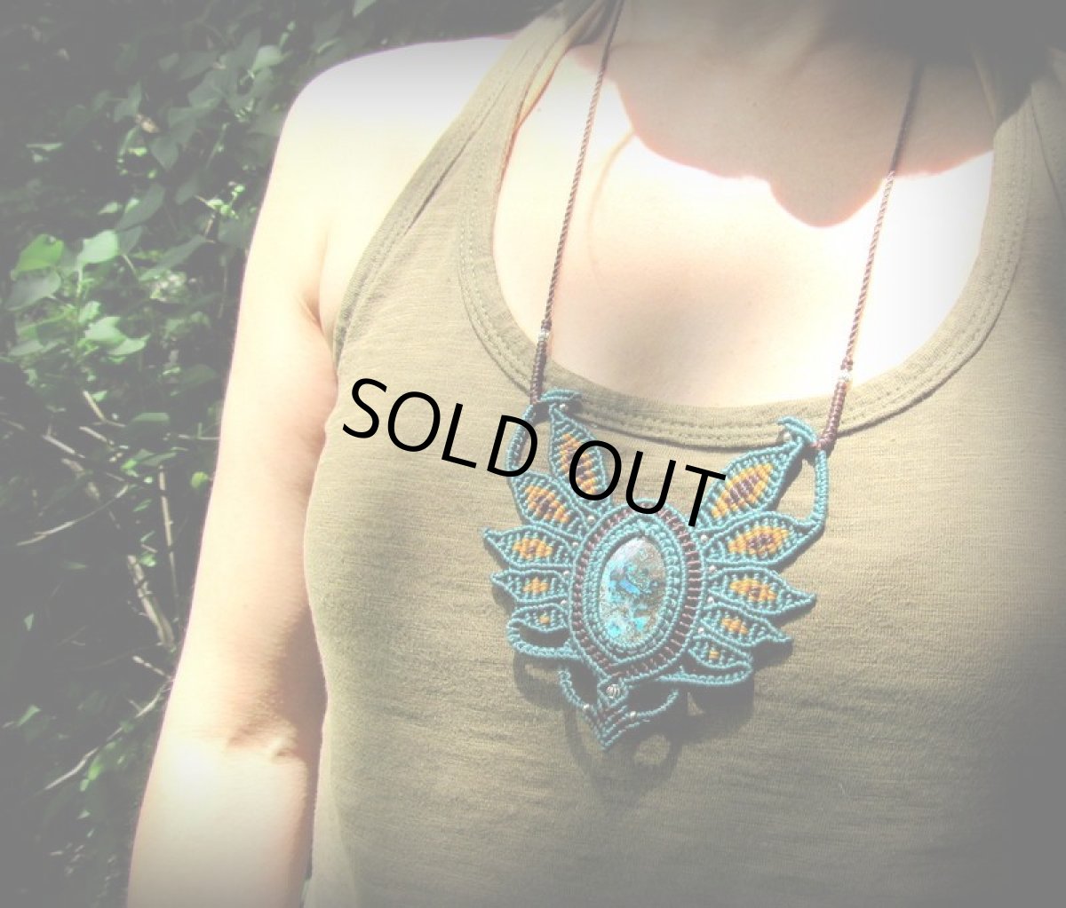 画像12: 1点物★母なる大地の石★ペルー産クリソコラ天然石デザインネックレス/クリソコーラ*マクラメ*パワーストーン (12)