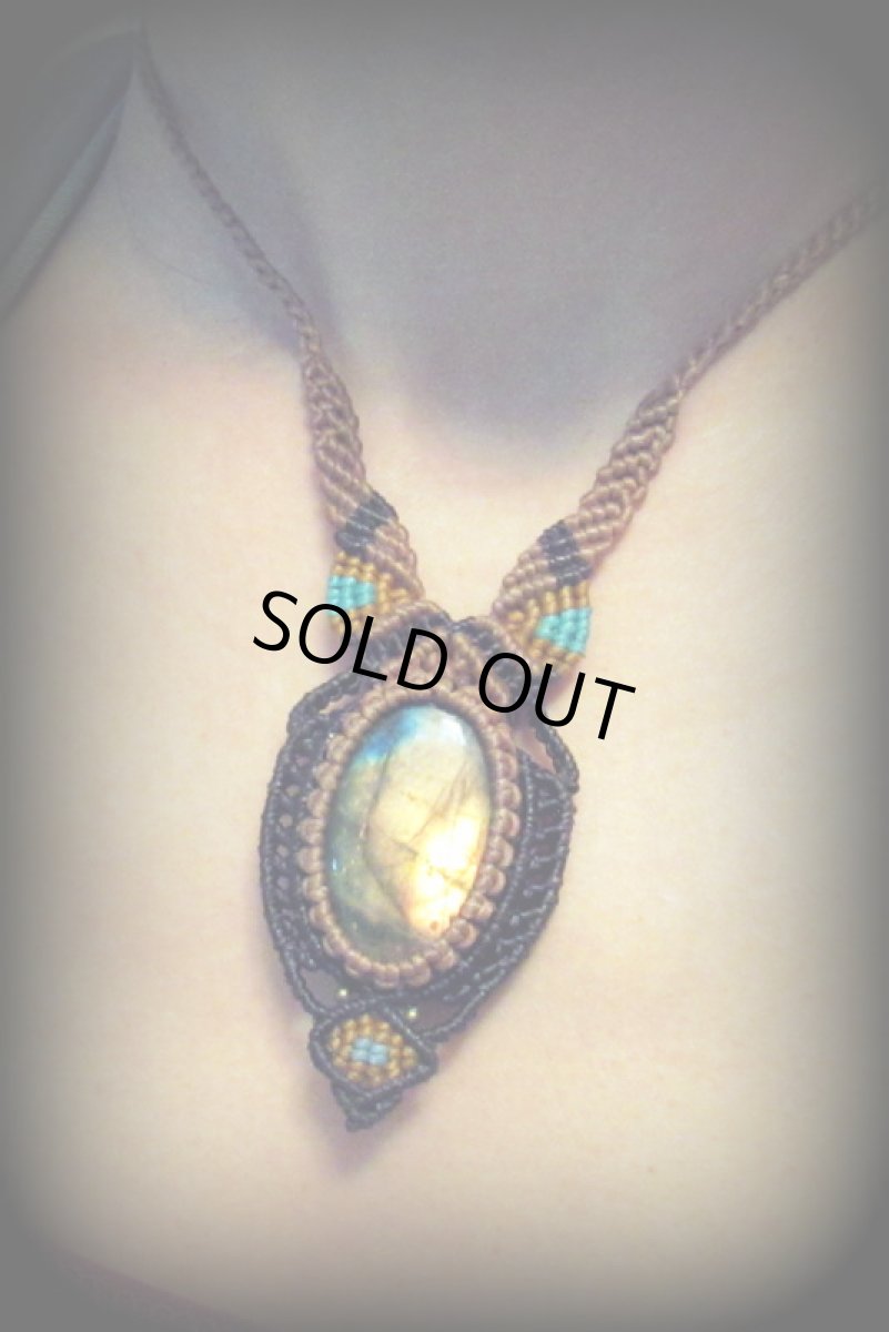 画像12: オレンジゴールド♪上質ラブラドライトのネックレス*マクラメ編み*パワーストーン (12)