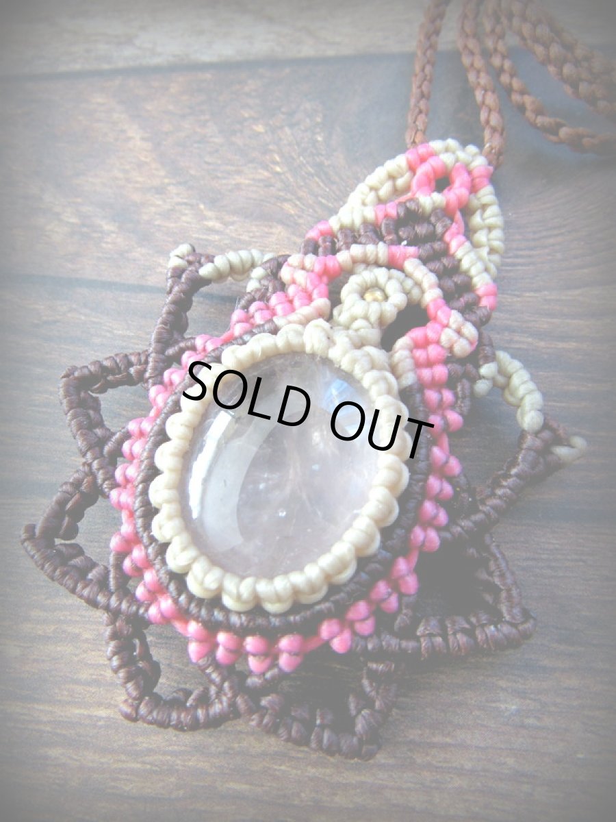 画像12: 1点物★ローズクォーツ天然石ネックレス★ロータス蓮デザイン★曼荼羅★ハンドメイド★パワーストーン (12)