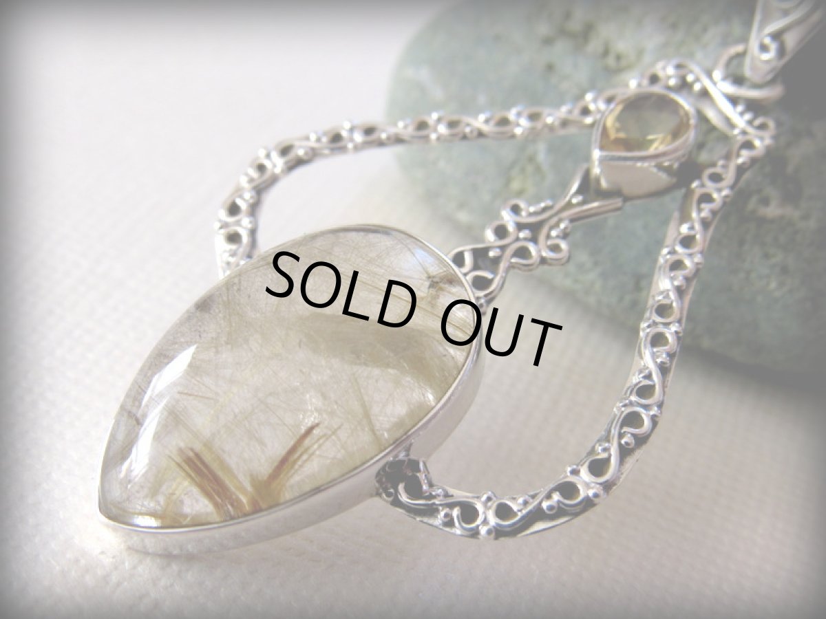 画像12: 1点物★ゴールデンルチルクォーツ&きらきらシトリン★大ぶりシルバー925ペンダントトップ★仕事運・勝負運UP (12)