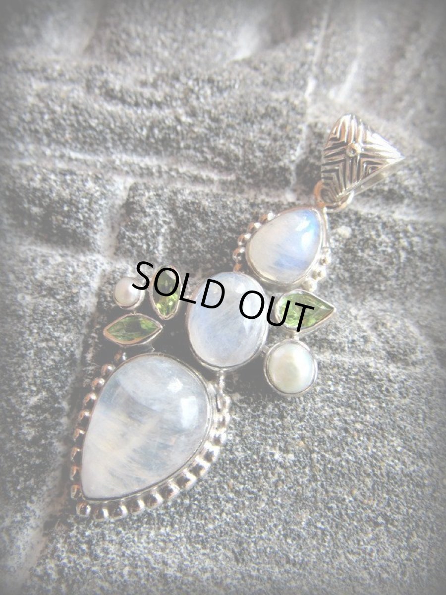 画像6: 1点物★ムーンストーン&ペリドット&パール（真珠）★ペンダントトップ★シルバー925★パワーストーン (6)