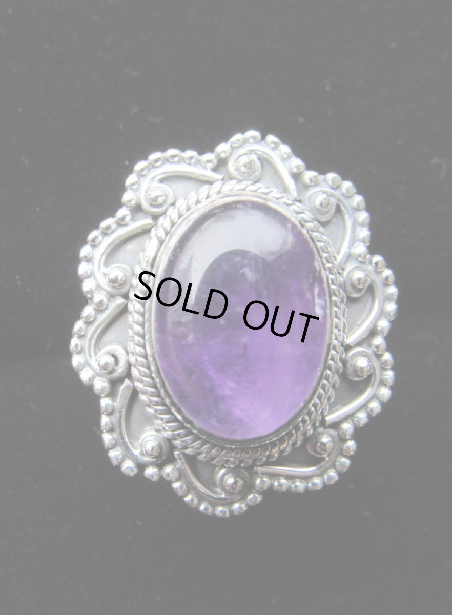 画像2: 1点物★大ぶり高品質アメジスト デザインリング／指輪★13号★スターリングシルバー★シルバー925 (2)