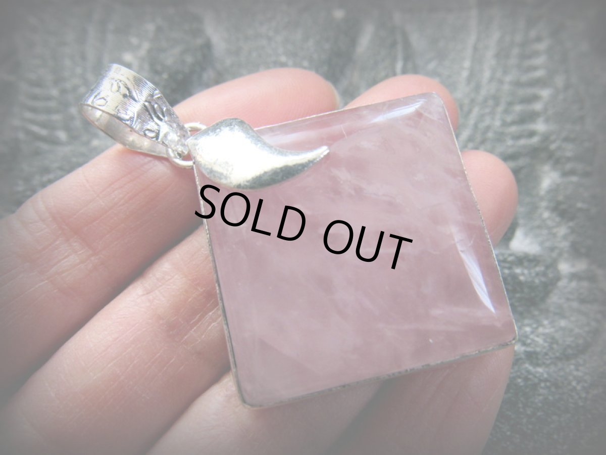 画像5: 1点物★大ぶりローズクォーツ★ペンダントトップ★天然石パワーストーン★シルバー (5)