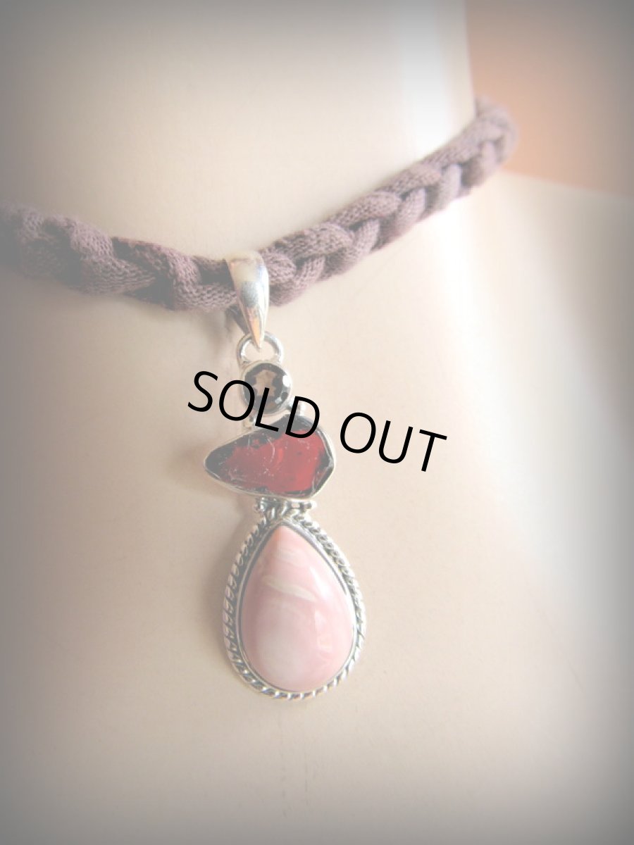 画像6: 1点物★ペルー産ピンクオパール&ガーネット原石&スモーキークォーツ★ペンダントトップ★スターリングシルバー★パワーストーン (6)